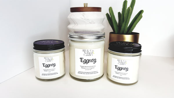 eggnog scented soy candle in glass jar 9 oz and 4 oz candle